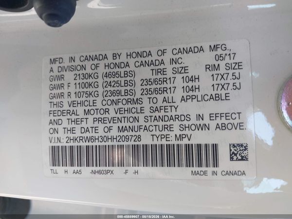 2017 HONDA CR-V LX