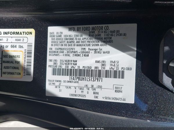 2020 FORD MUSTANG ECOBOOST PREMIUM