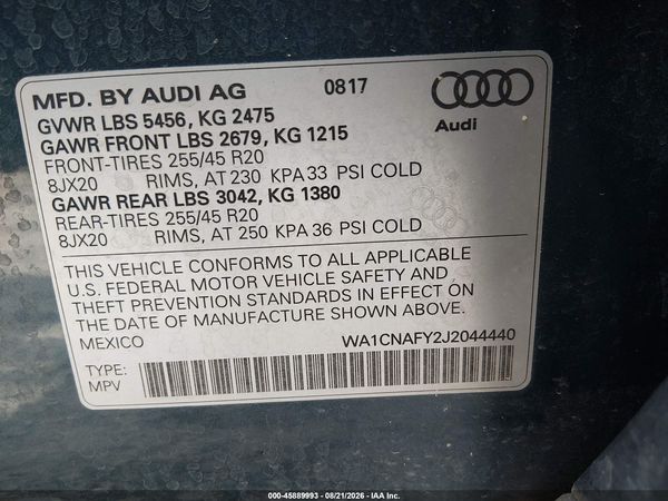 2018 AUDI Q5 2.0T PREMIUM — I9