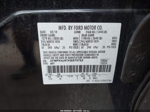 2019 FORD EDGE SEL — I9