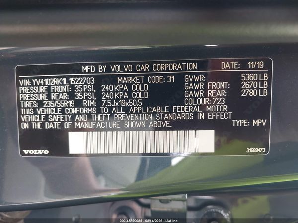 2020 VOLVO XC60 T5 MOMENTUM
