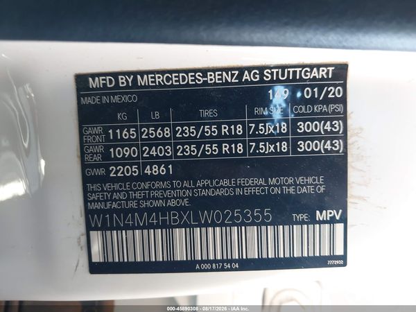2020 MERCEDES-BENZ GLB 250 4MATIC