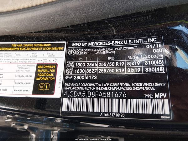 2015 MERCEDES-BENZ ML 350 ML350