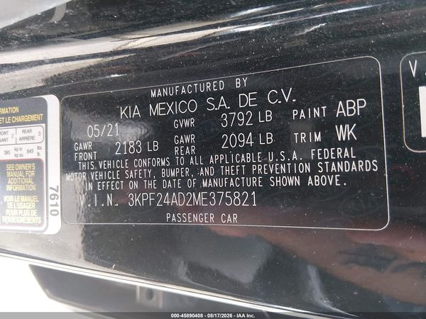 2021 KIA FORTE LXS