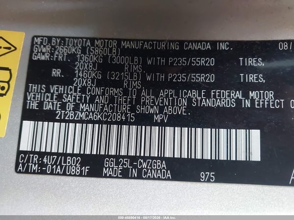 2019 LEXUS RX 350 350 Standard