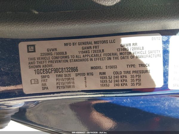 2012 CHEVROLET COLORADO LT W/1LT — I9