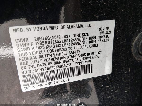 2019 HONDA PILOT EX-L