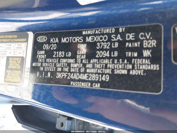 2021 KIA FORTE LXS