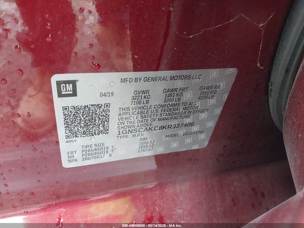 2019 CHEVROLET TAHOE C1500 LS — I9