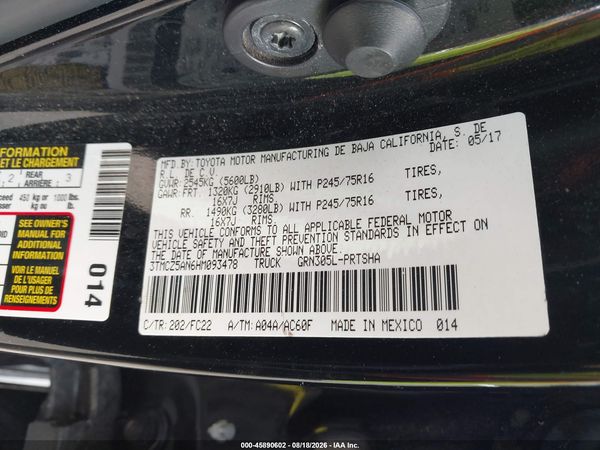 2017 TOYOTA TACOMA SR5 V6
