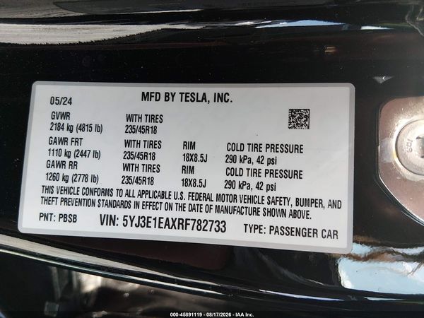 2024 TESLA MODEL 3