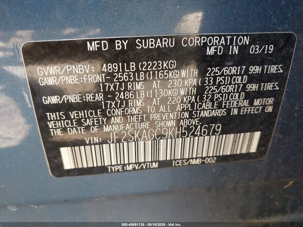 2019 SUBARU FORESTER PREMIUM