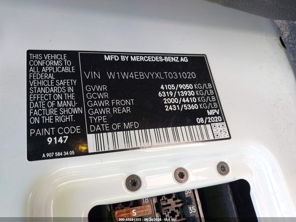 2020 MERCEDES-BENZ SPRINTER 2500 STANDARD ROOF V6