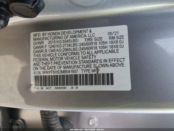 2021 HONDA PILOT 2WD EX-L