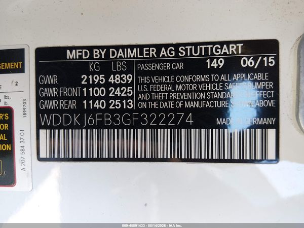 2016 MERCEDES-BENZ E 400 E400