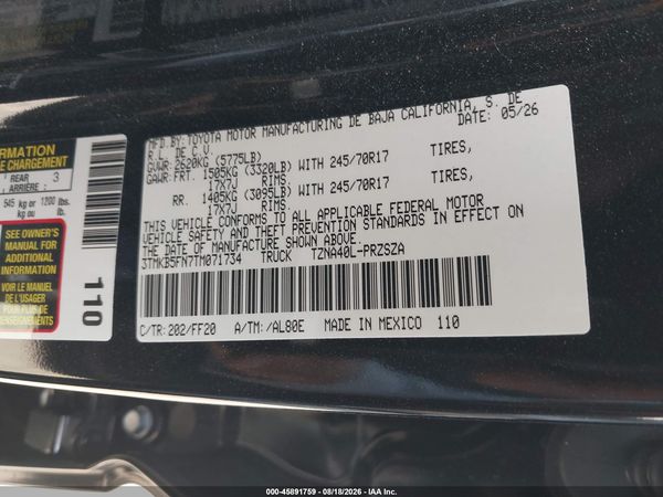 2026 TOYOTA TACOMA SR5