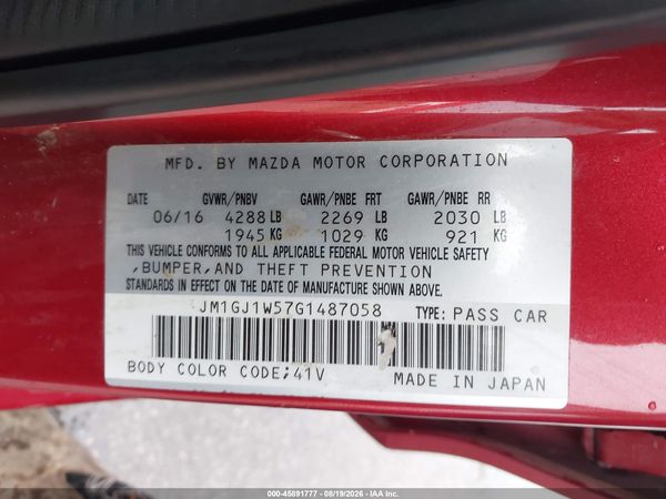 2016 MAZDA MAZDA6 I GRAND TOURING