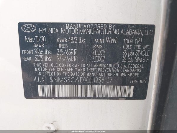 2020 HYUNDAI SANTA FE SEL