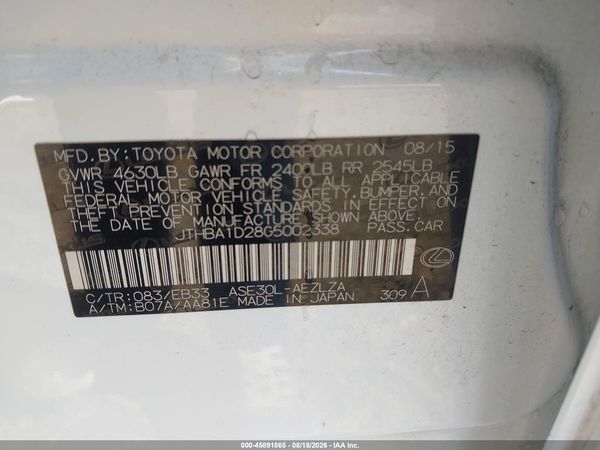 2016 LEXUS IS 200T