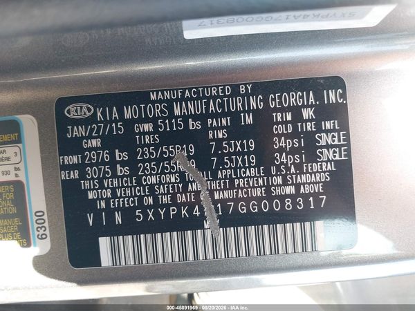 2016 KIA SORENTO 2.0T SXL
