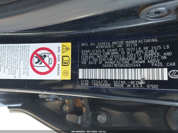 2019 LEXUS ES 350 F SPORT