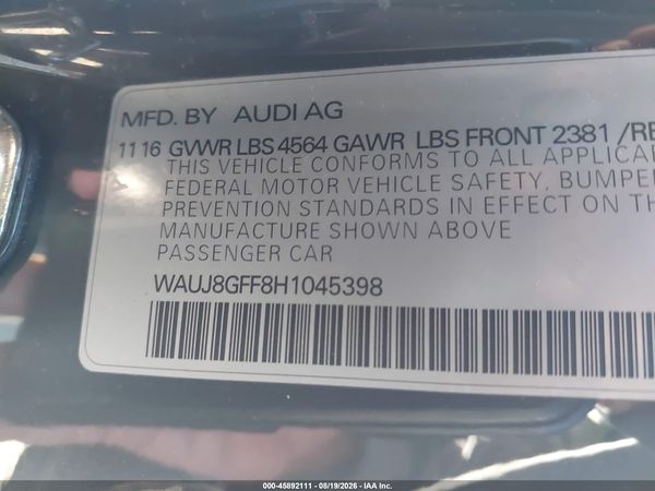 2017 AUDI A3 PREMIUM PLUS