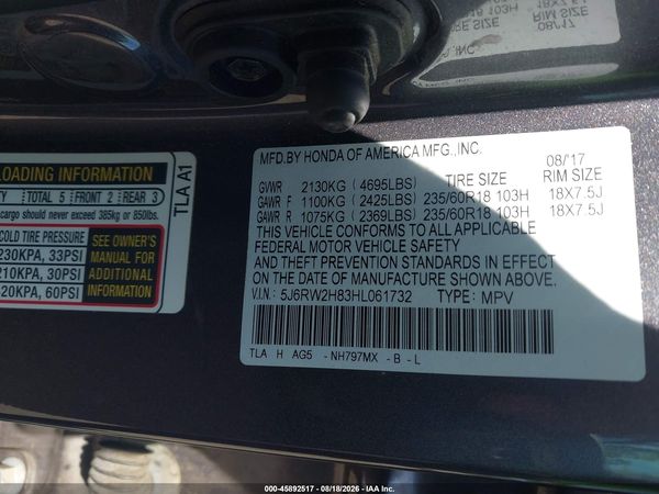 2017 HONDA CR-V EX-L/EX-L NAVI