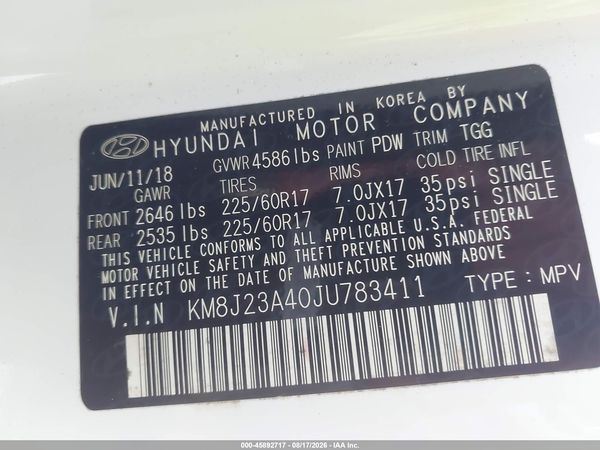 2018 HYUNDAI TUCSON SE
