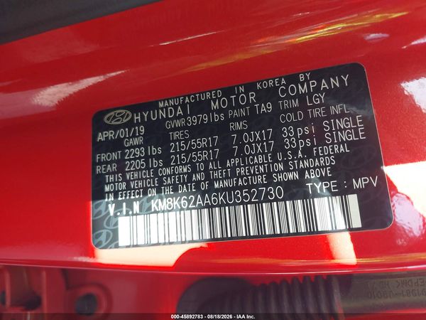 2019 HYUNDAI KONA SEL