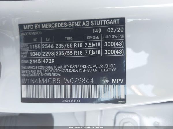 2020 MERCEDES-BENZ GLB 250 GLB250