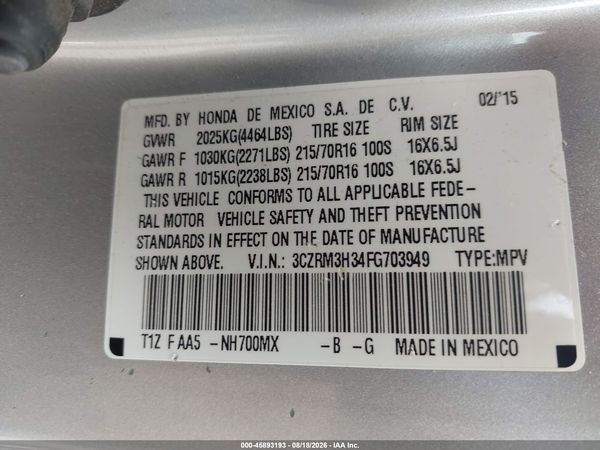 2015 HONDA CR-V LX