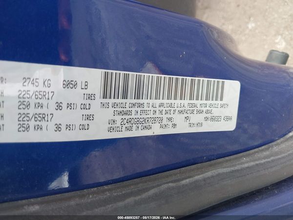 2019 DODGE GRAND CARAVAN SE PLUS — I9