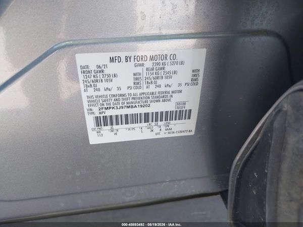 2021 FORD EDGE SEL — I9