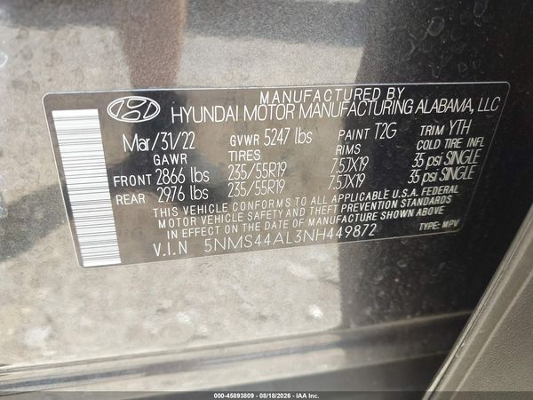 2022 HYUNDAI SANTA FE LIMITED