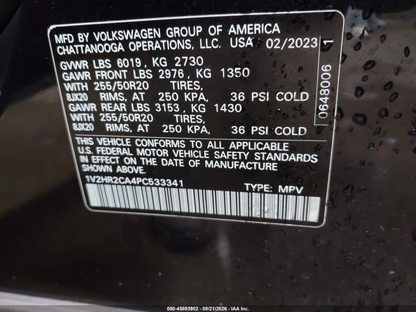 2023 VOLKSWAGEN ATLAS 3.6L V6 SE W/TECHNOLOGY — I9