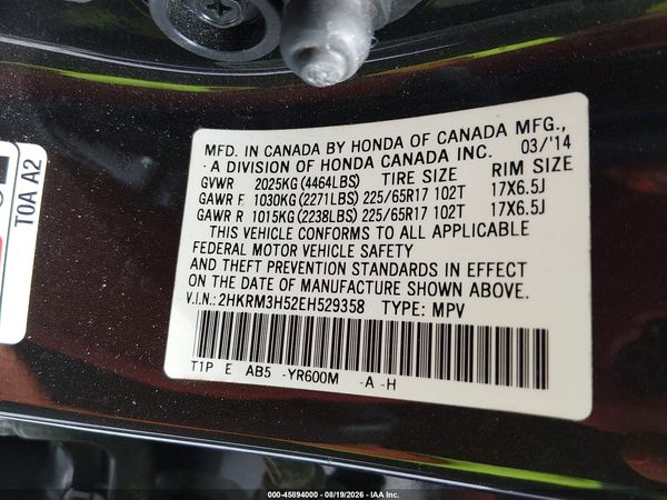 2014 HONDA CR-V EX — I9