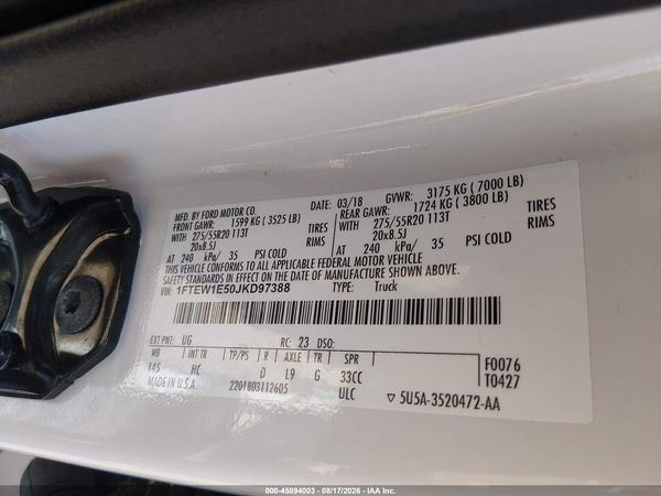 2018 FORD F-150 LARIAT