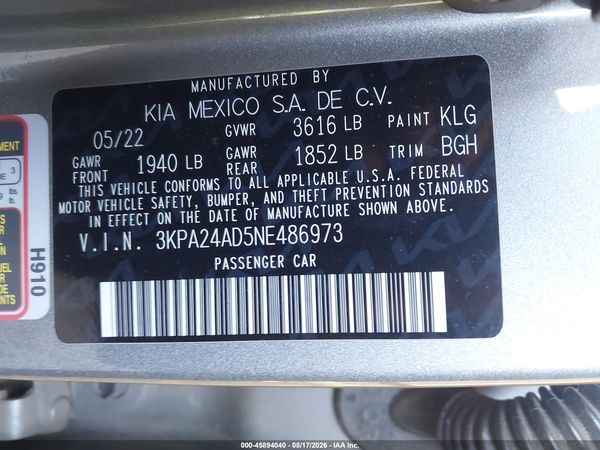 2022 KIA RIO S