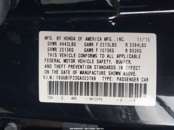 2016 ACURA TLX Base