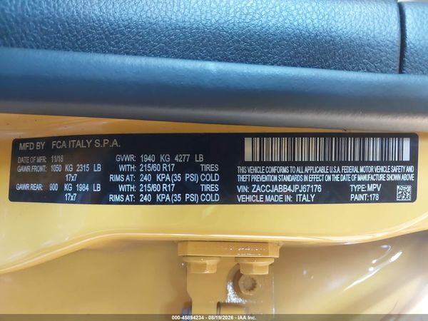 2018 JEEP RENEGADE LATITUDE FWD