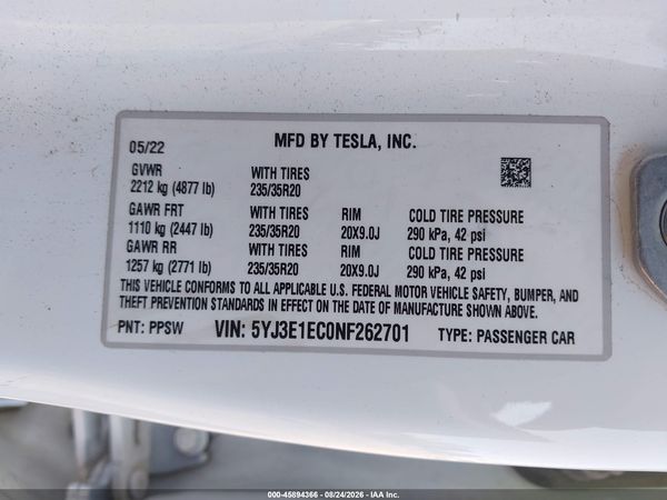 2022 TESLA MODEL 3