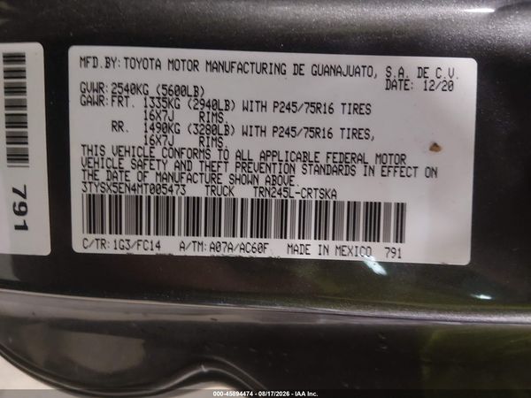 2021 TOYOTA TACOMA SR5