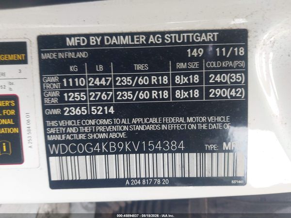 2019 MERCEDES-BENZ GLC 300 4MATIC