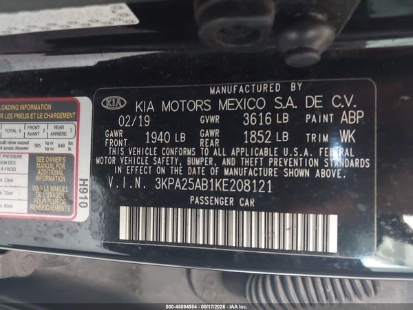 2019 KIA RIO 5-DOOR S