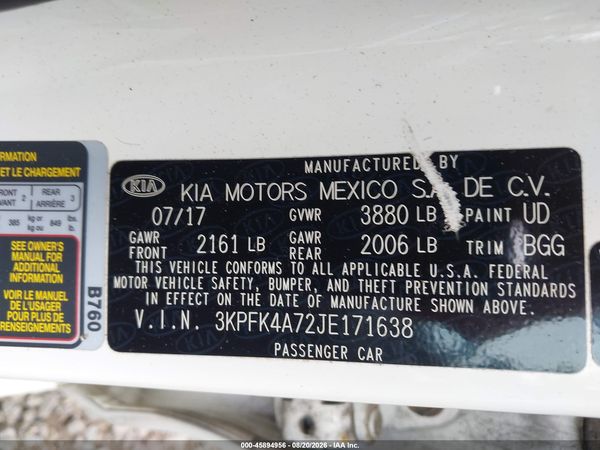 2018 KIA FORTE LX