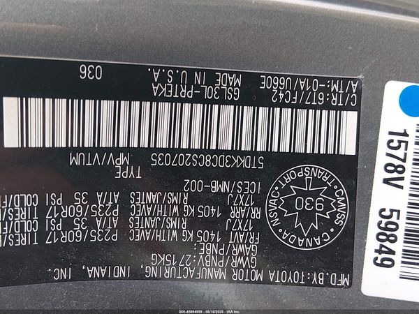 2012 TOYOTA SIENNA LE 8 PASSENGER — I9