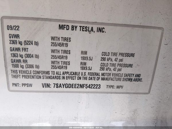 2022 TESLA MODEL Y