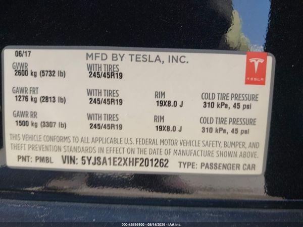 2017 TESLA MODEL S 100D/60D/75D/90D/P100D