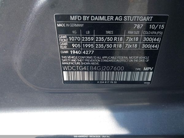 2016 MERCEDES-BENZ GLA 250 GLA250 — I9