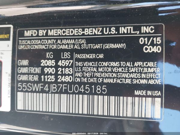2015 MERCEDES-BENZ C 300 Base — I9